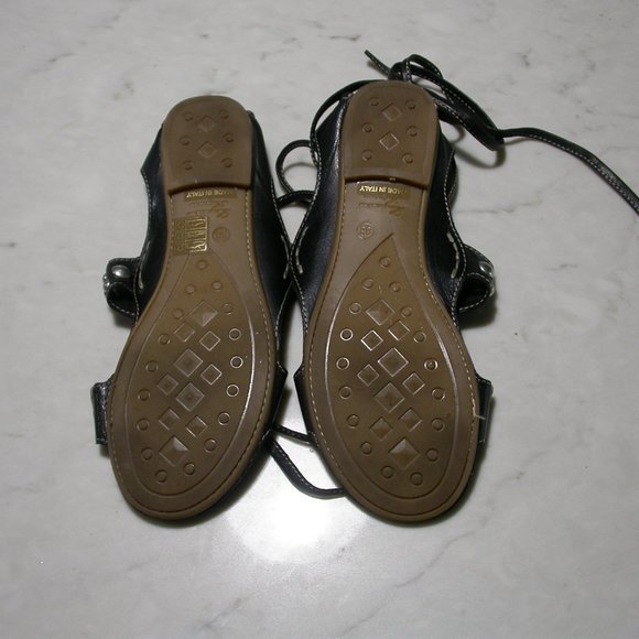 Black Leather Gladiator Sandals - Picture 3 of 8